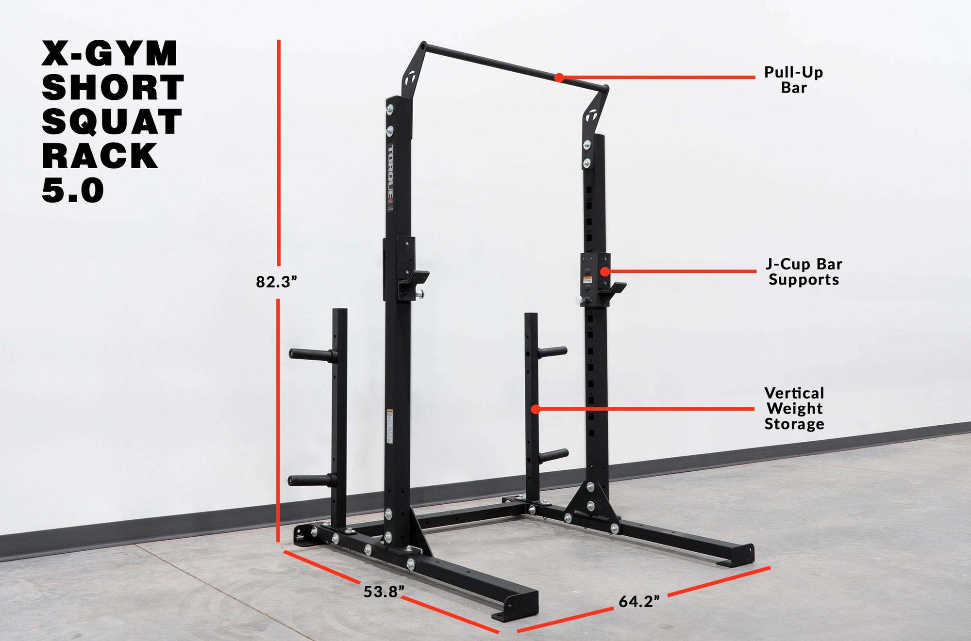 short squat rack with vertical weight storage pair